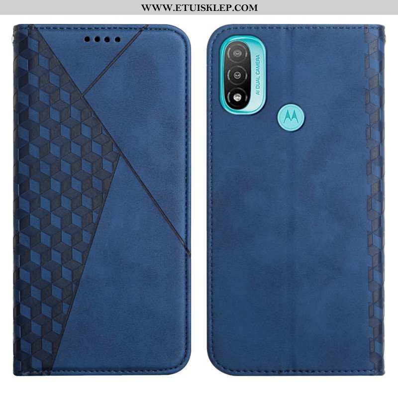 Etui Na Telefon do Moto E40 / E30 / E20 Etui Folio Efekt Geo Skóry